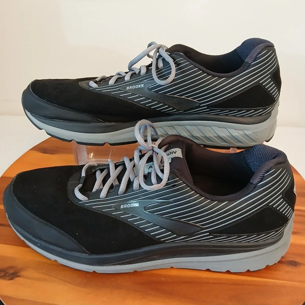 Brooks Addiction Walker 2 Mens 14 Black Grey Walking Shoes 1103191D083